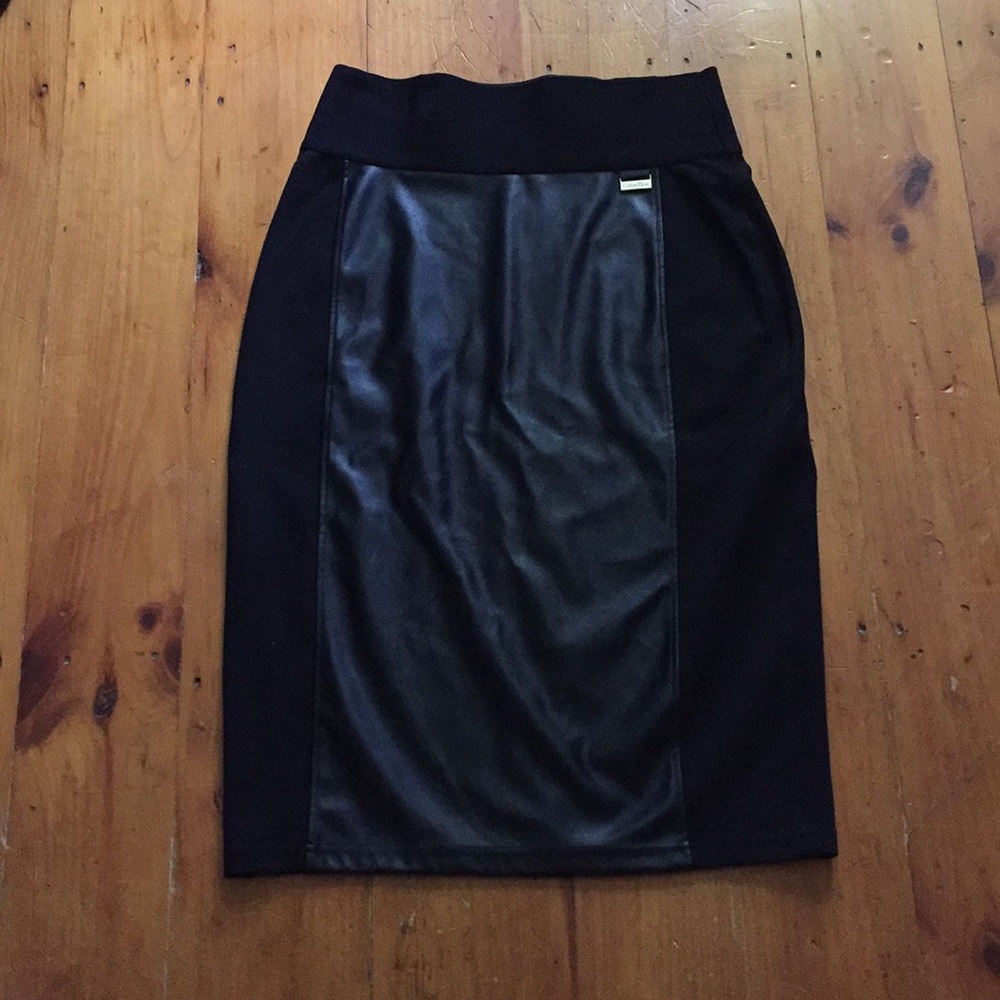 Calvin Klein Midi Leather Skirt